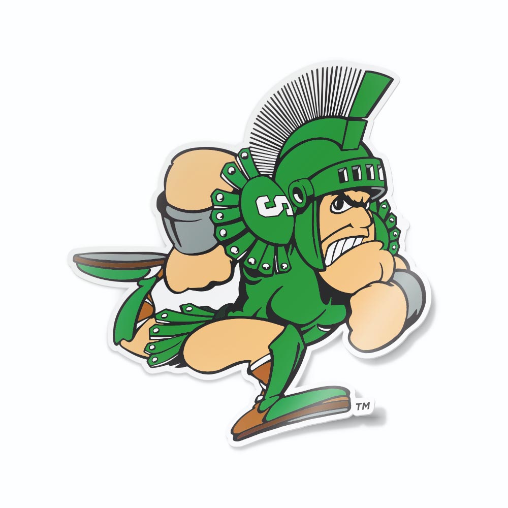 Michigan State University Spartans Retro Charging Sparty MSU Car Decal Sticker