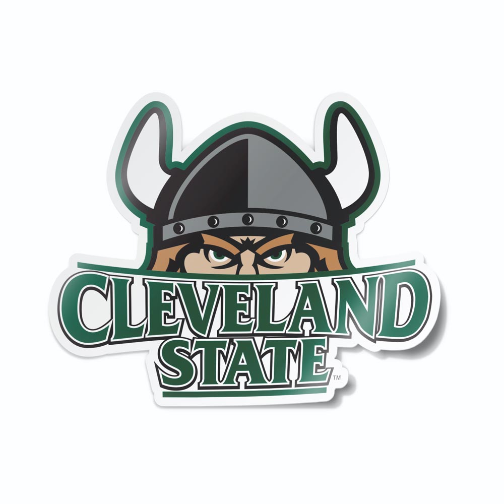 Cleveland State Viking Head with Wordmark Car Decal - Nudge Printing