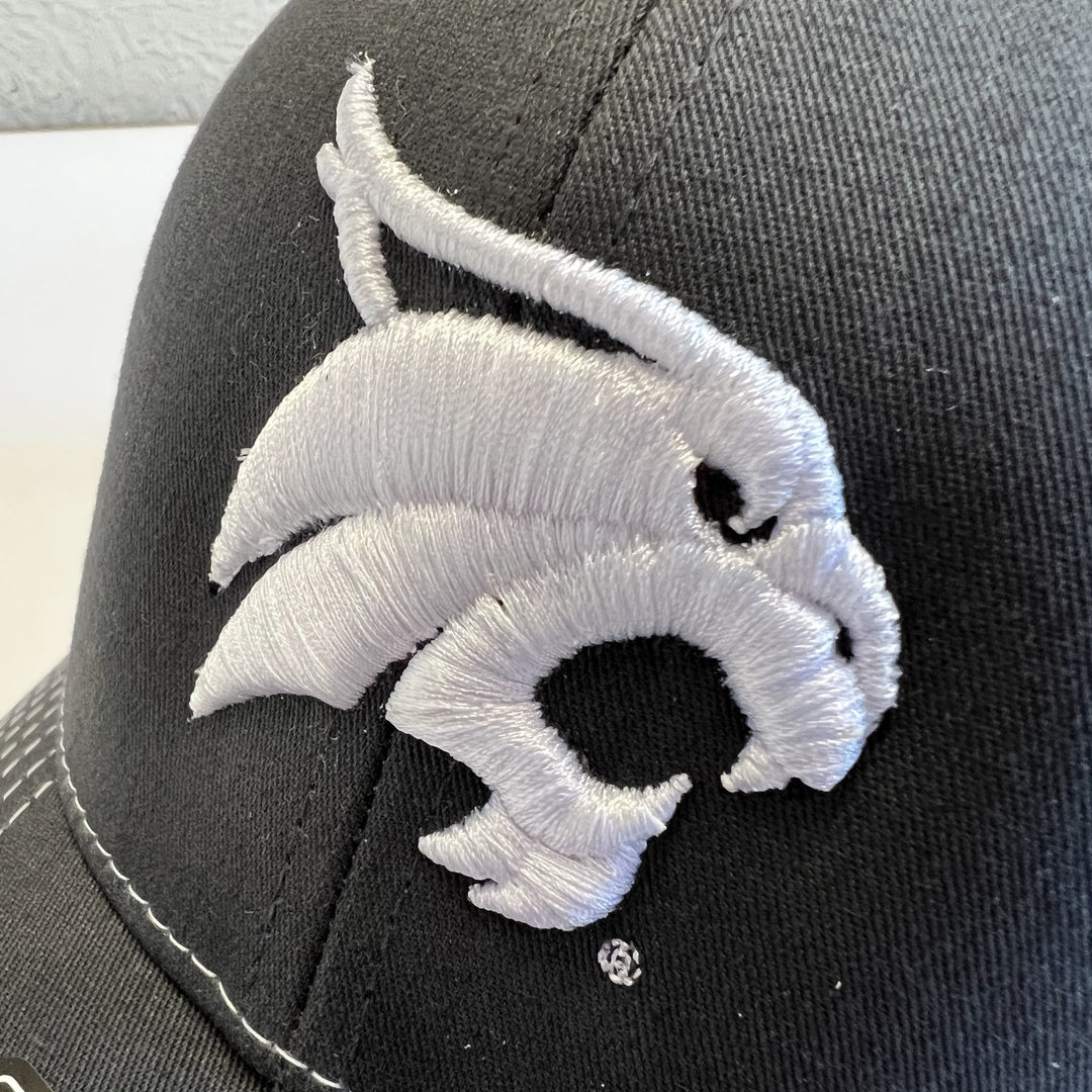 Close up of Texas State bobcat hat embroidery