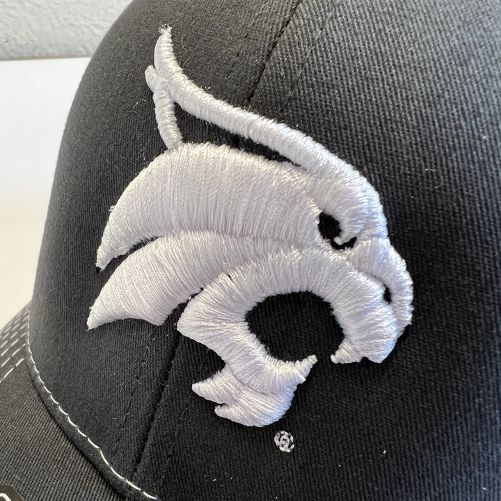 Close up of Texas State bobcat hat embroidery