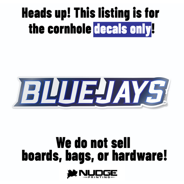 Blue and White "Bluejays" Wordmark Logo Cornhole Decal