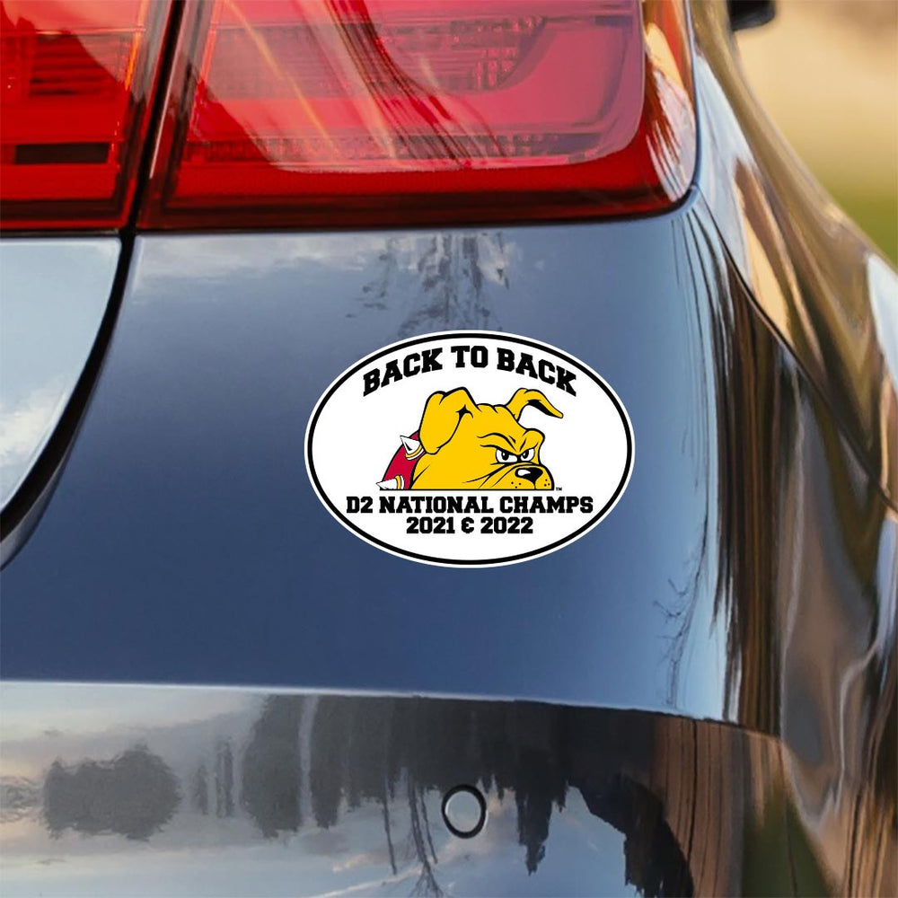 Ferris State University Bulldogs D2 Back to Back National Champions Logo Car Decal