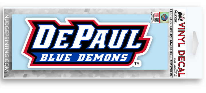 Red and Blue DePaul Wordmark Design Decal