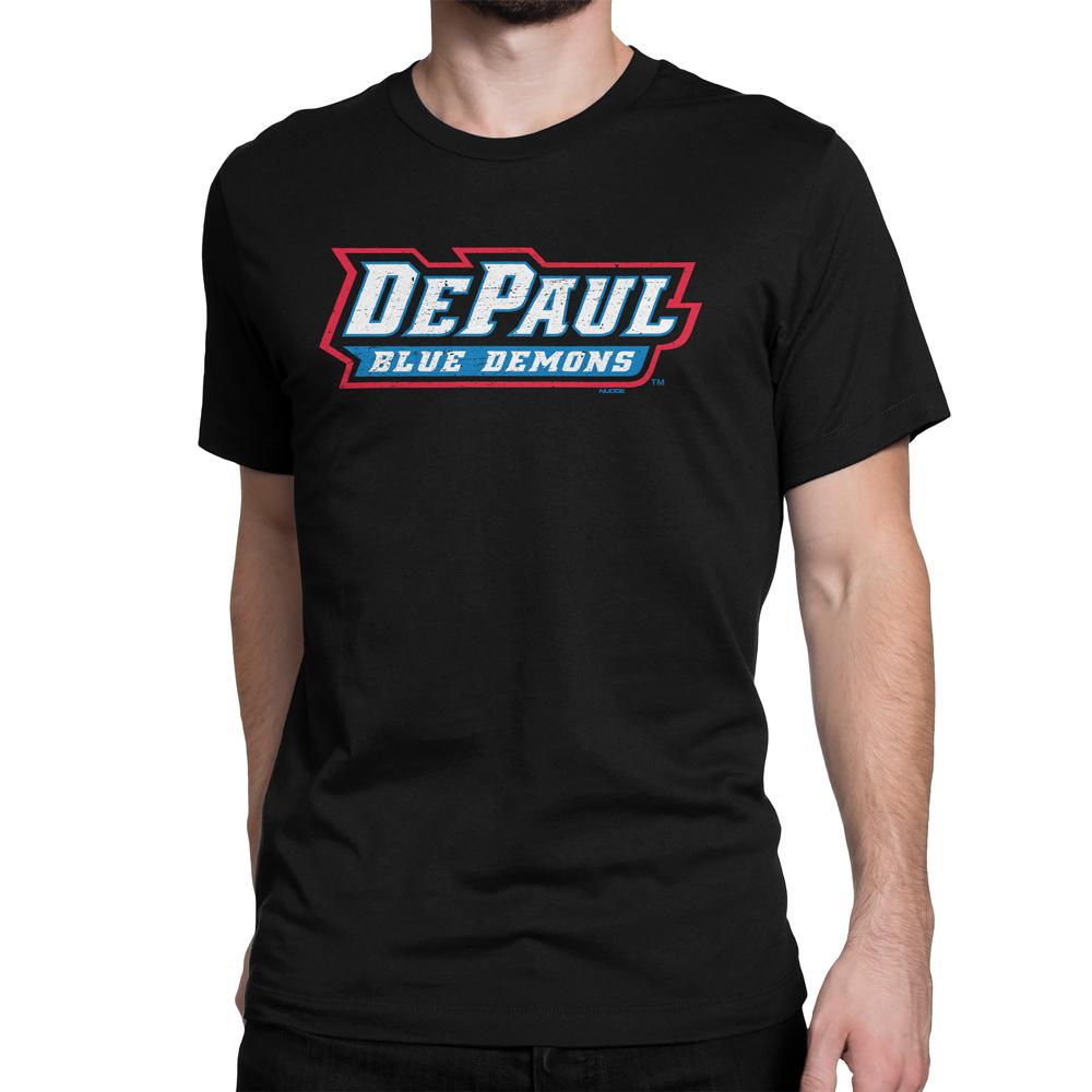 DePaul Wordmark on Soft Black T-shirt