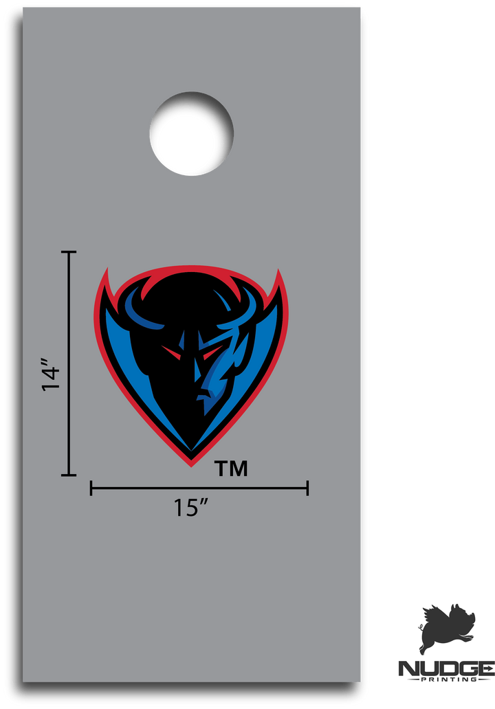 DePaul University Blue Demons Mascot Head Cornhole Decal