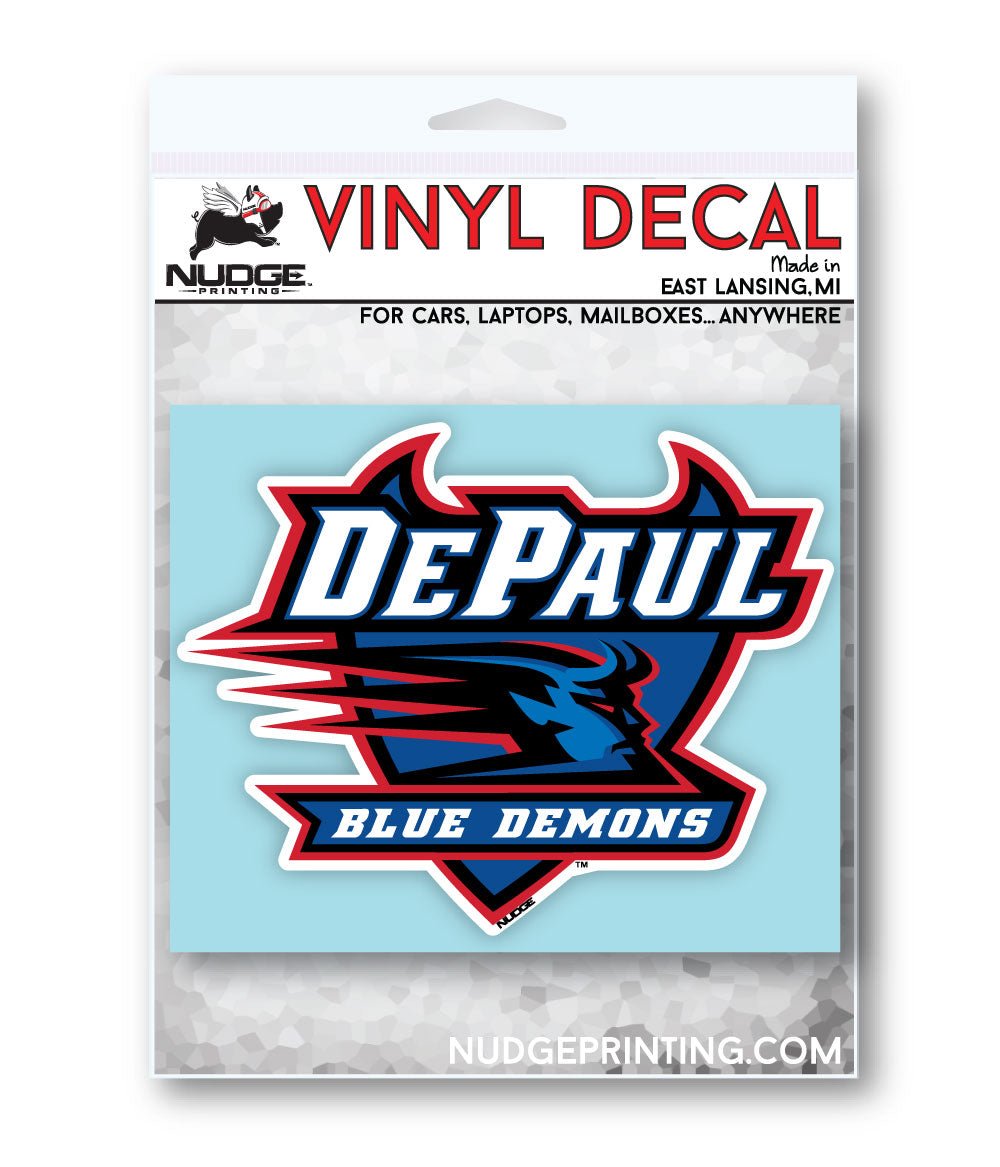 Blue and Red DePaul University Combo Logo Decal for Car, Computer, and Water Bottle