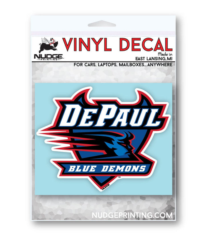 Blue and Red DePaul University Combo Logo Decal for Car, Computer, and Water Bottle