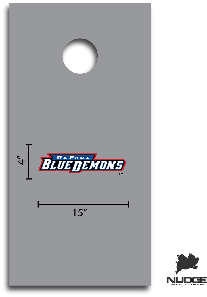 DePaul University Blue Demons Full Wordmark Logo Cornhole Decal