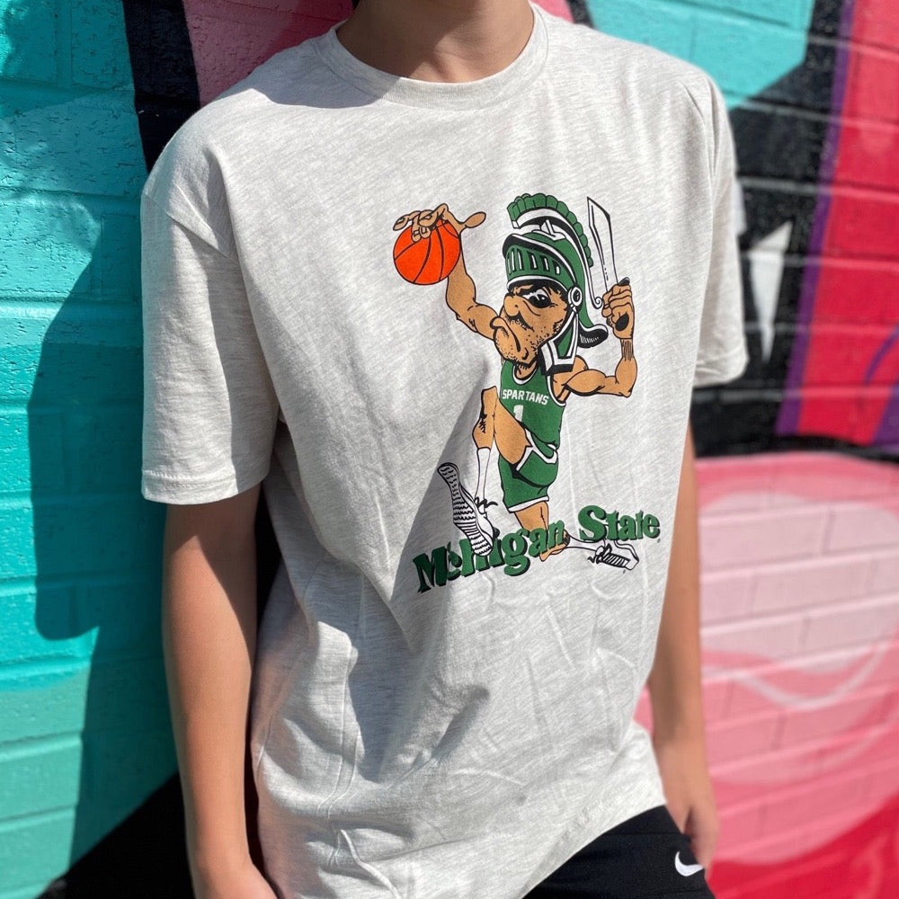 Michigan State Spartans MSU Basketball Dunking Sparty Shirt  Edit alt text