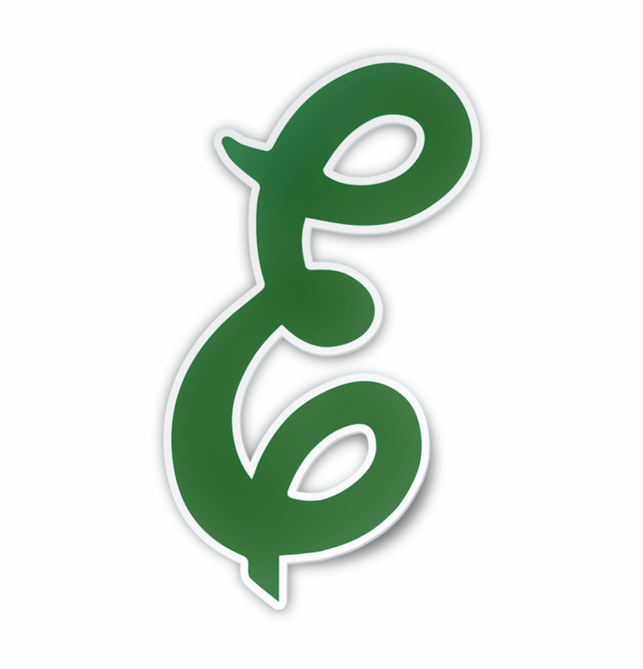 Eastern Michigan University Eagles Cursive Baseball Softball Green E Car Decal