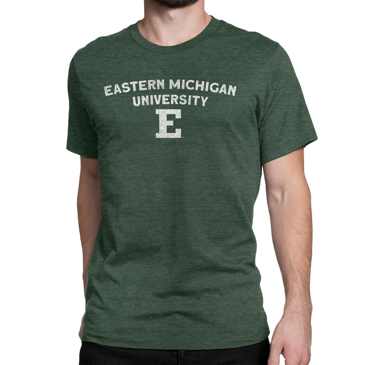 Eastern Michigan Wordmark on Green T-Shirt - Nudge Printing