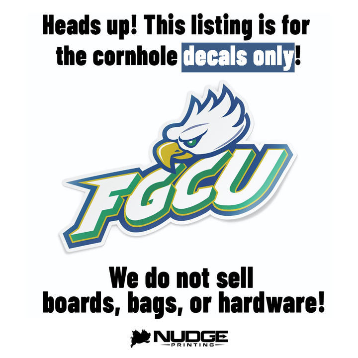 Florida Gulf Coast FGCU Combo Logo Cornhole Decal - Nudge Printing