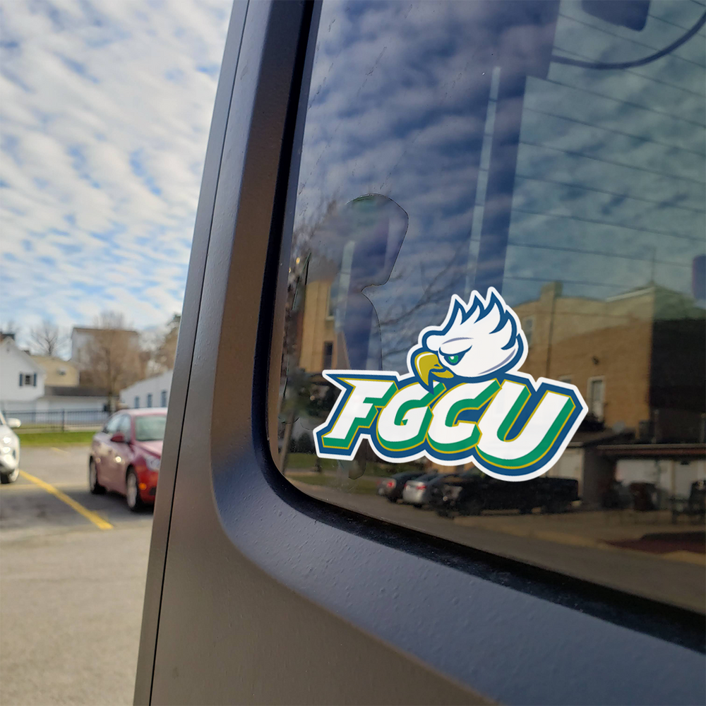 Florida Gulf Coast Stacked Eagle & FGCU Logo Car Decal Bumper Sticker