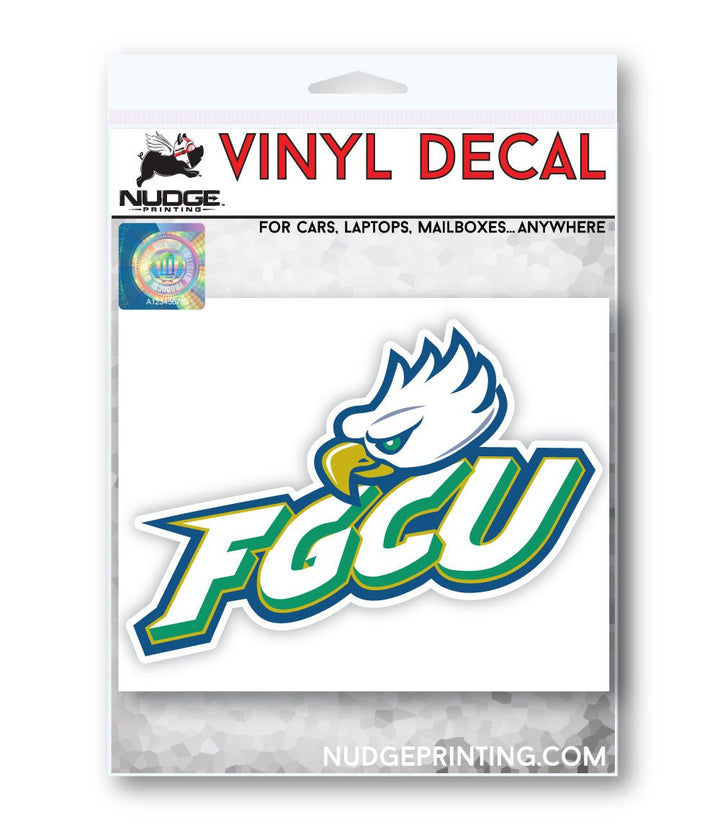 Florida Gulf Coast Stacked Eagle & FGCU Logo Car Decal Bumper Sticker