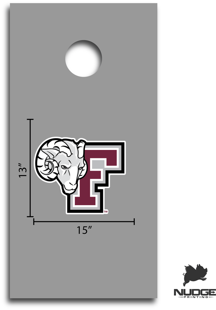 Fordham University Block F and Ram Mascot Combo Logo Cornhole Decal