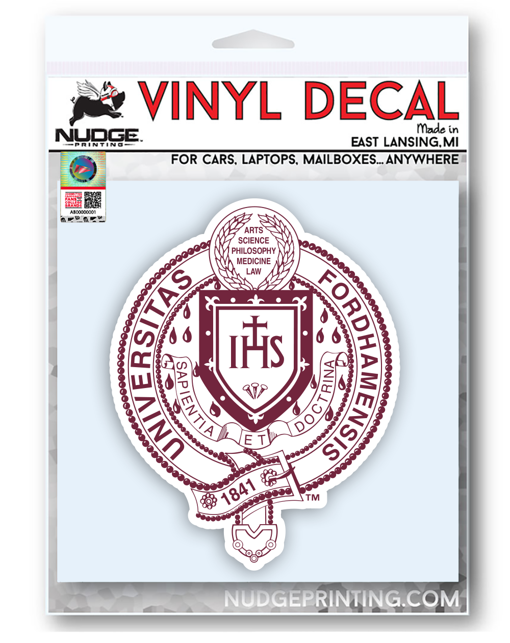 Fordham University Academic Seal Logo Car Decal