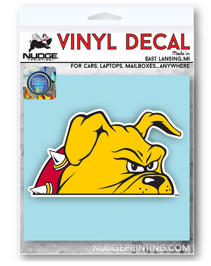 Ferris State University Bulldogs Peeking Brutus Logo Car Decal