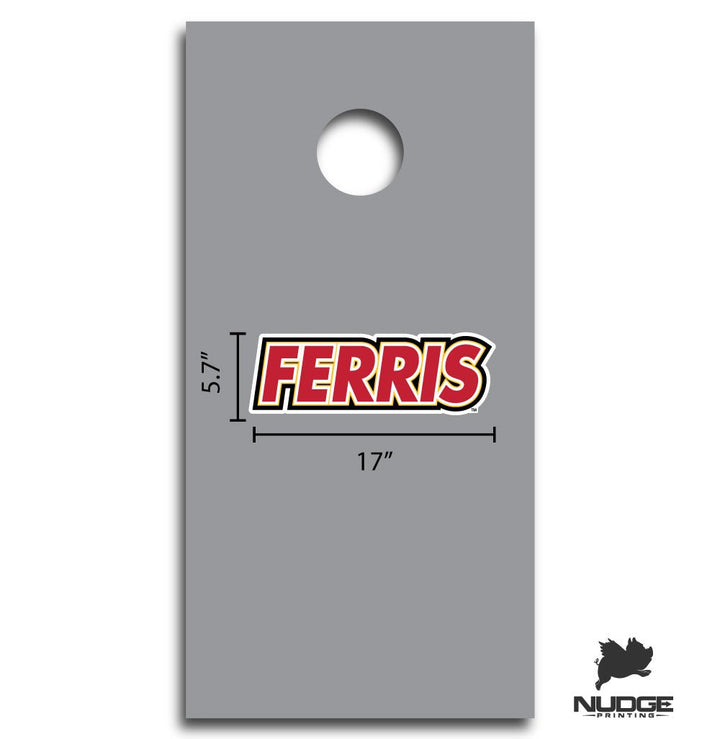 Ferris State University Bulldogs Wordmark Logo Cornhole Decal - Nudge Printing