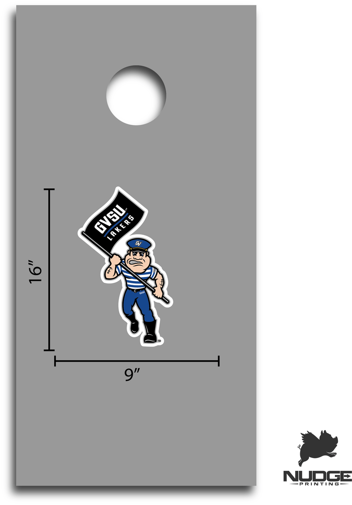 Grand Valley State University Louie the Laker Full Size Mascot Logo Cornhole Decal (Includes 1 Decal)