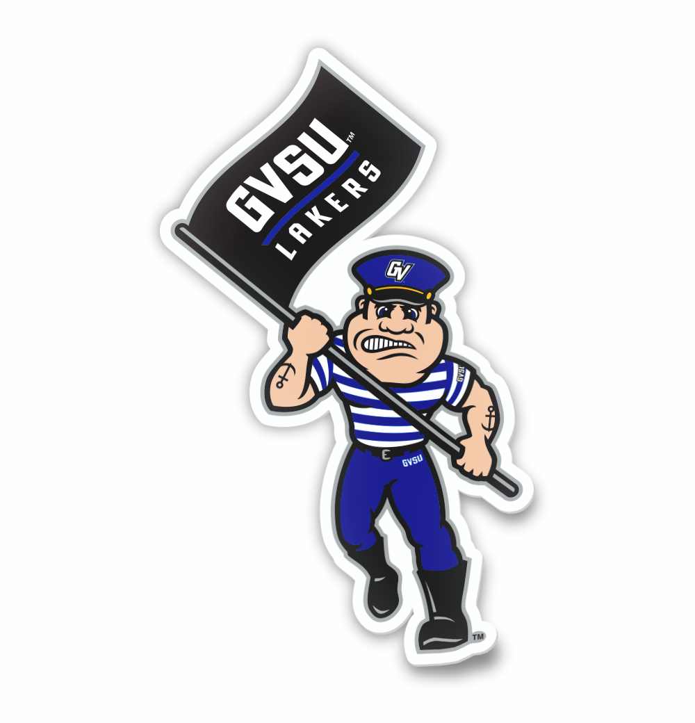 Grand Valley State University Louie the Laker Full Size Mascot Logo Cornhole Decal (Includes 1 Decal)