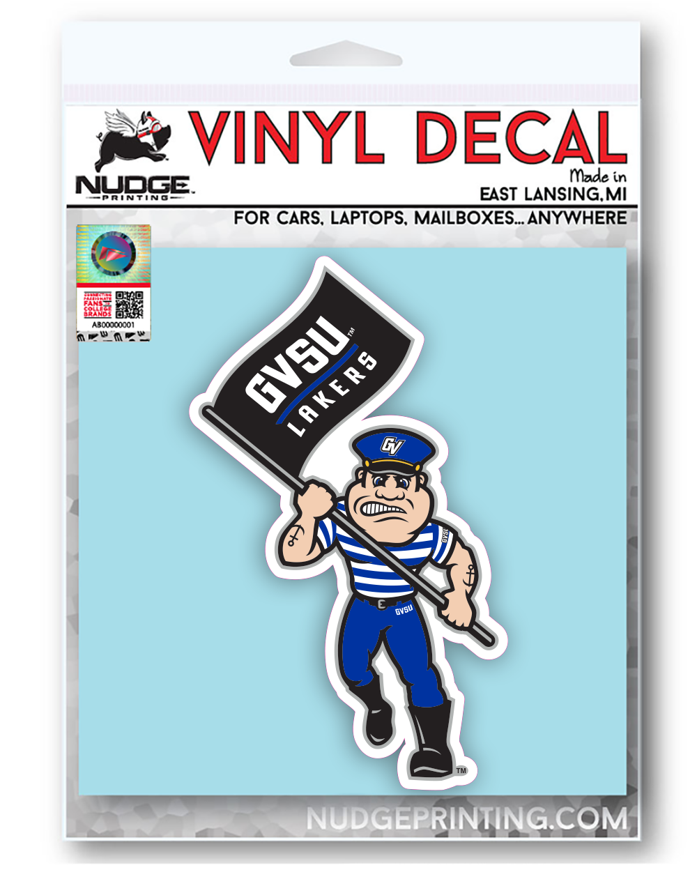 Grand Valley State University Lakers Running Louie the Laker Car Decal