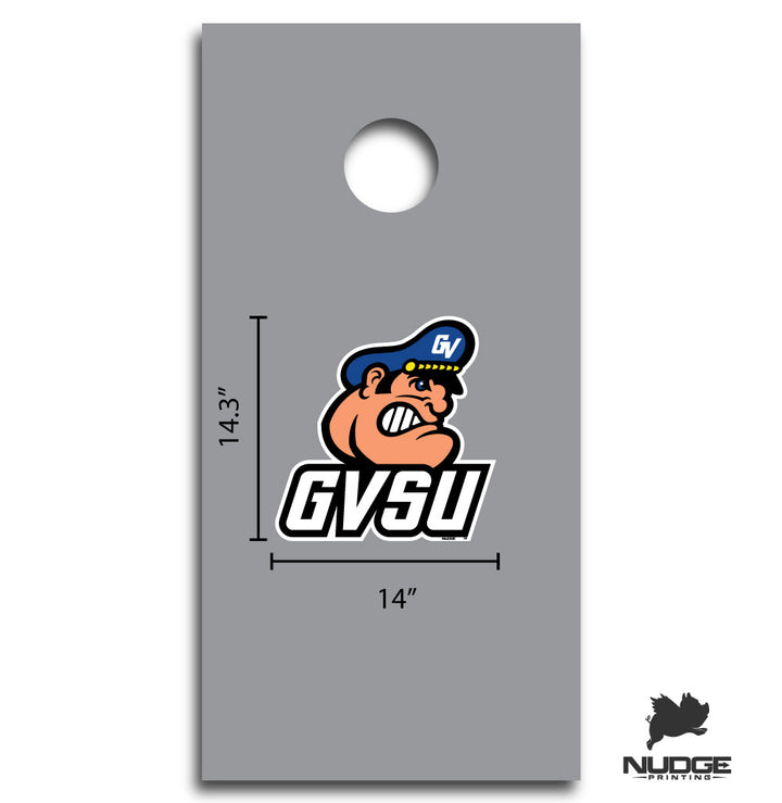 Grand Valley State University Louie the Laker Head Cornhole Decal - Nudge Printing