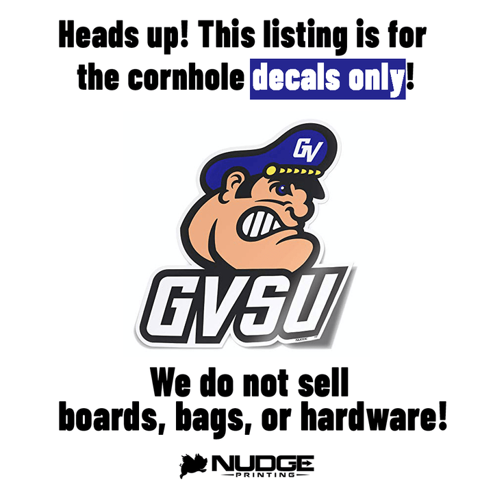 Grand Valley State University Louie the Laker Head Cornhole Decal - Nudge Printing