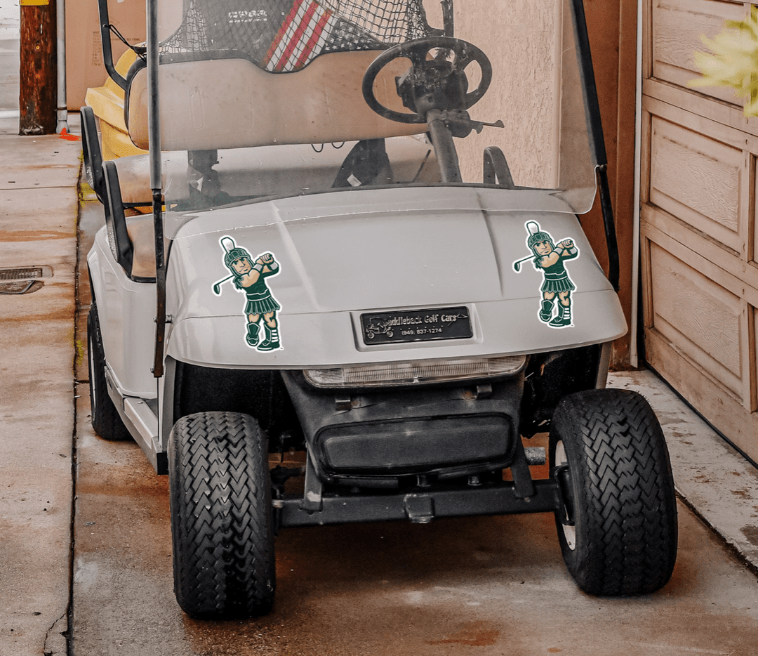 Golfing Sparty decals on golf cart