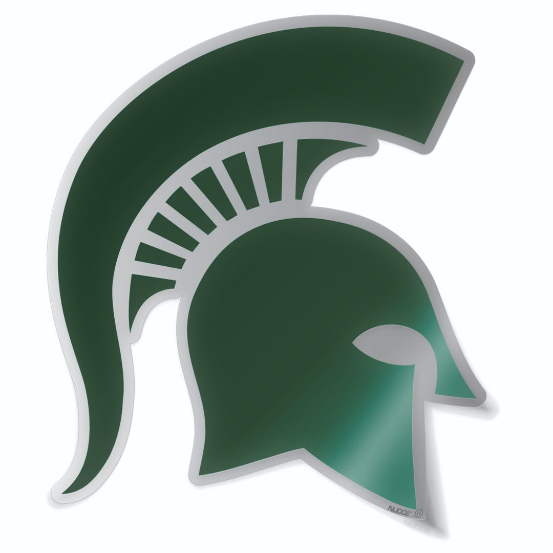 Michigan State University Spartan Helmet Car Decal (Silver Trim) - Nudge Printing