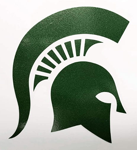 Metallic Green Michigan State Spartan Helmet Car Decal Sticker from Nudge Printing