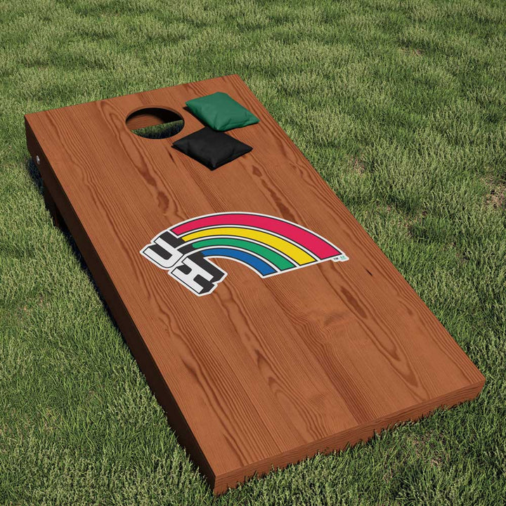 University of Hawaii Vintage Flying UH Rainbow Logo Cornhole Decal