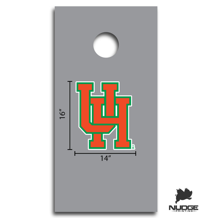 University of Hawaii Vintage Interlocking Orange UH Logo Cornhole Decal
