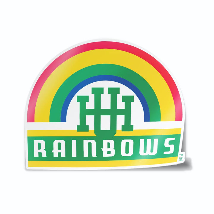 University of Hawaii Vintage Stacked Rainbow Logo Cornhole Decal