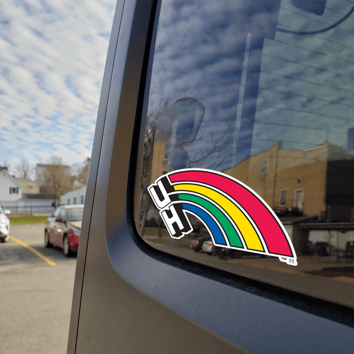 University of Hawaii Vintage Flying Rainbow Logo Car Decal Bumper Sticker