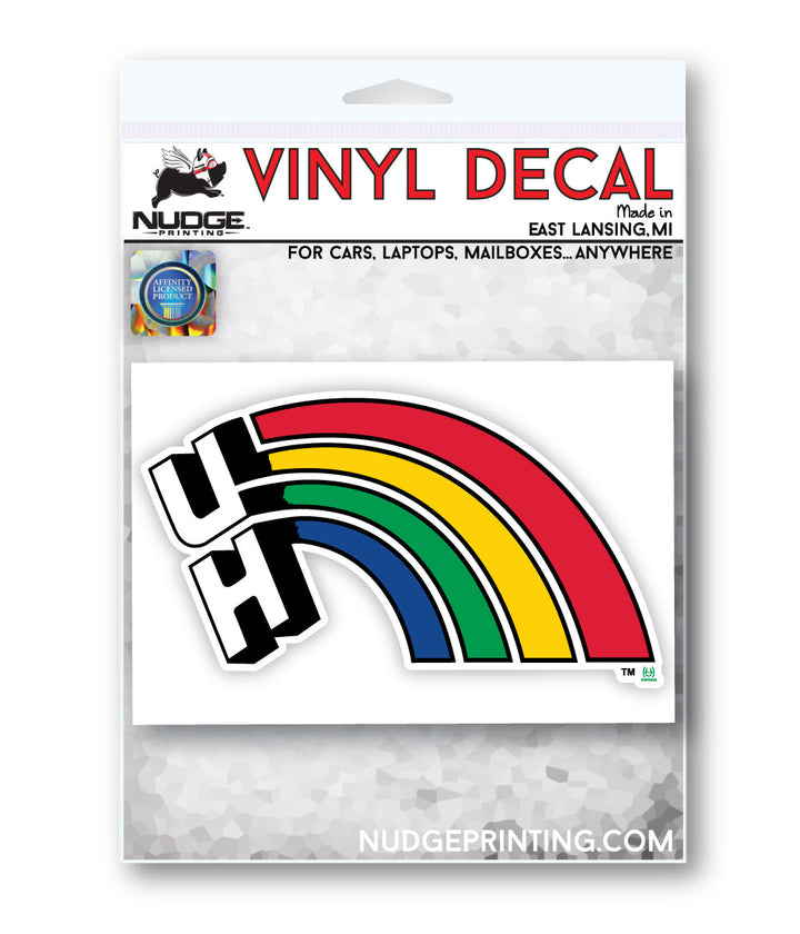 University of Hawaii Vintage Flying Rainbow Logo Car Decal Bumper Sticker