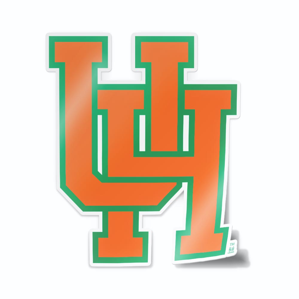 University of Hawaii Vintage Interlocking Orange UH Logo Car Decal Bumper Sticker