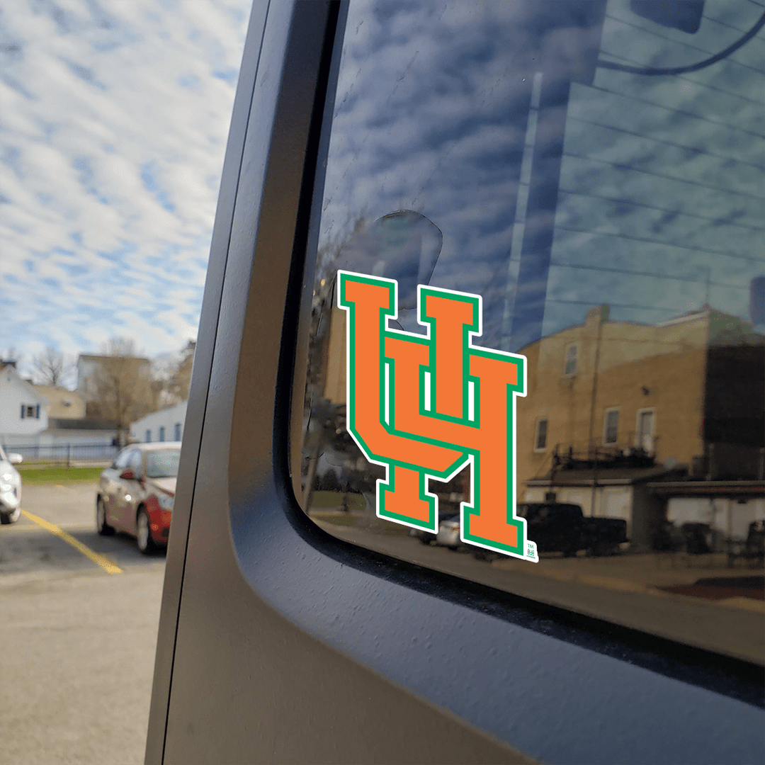 University of Hawaii Vintage Interlocking Orange UH Logo Car Decal Bumper Sticker