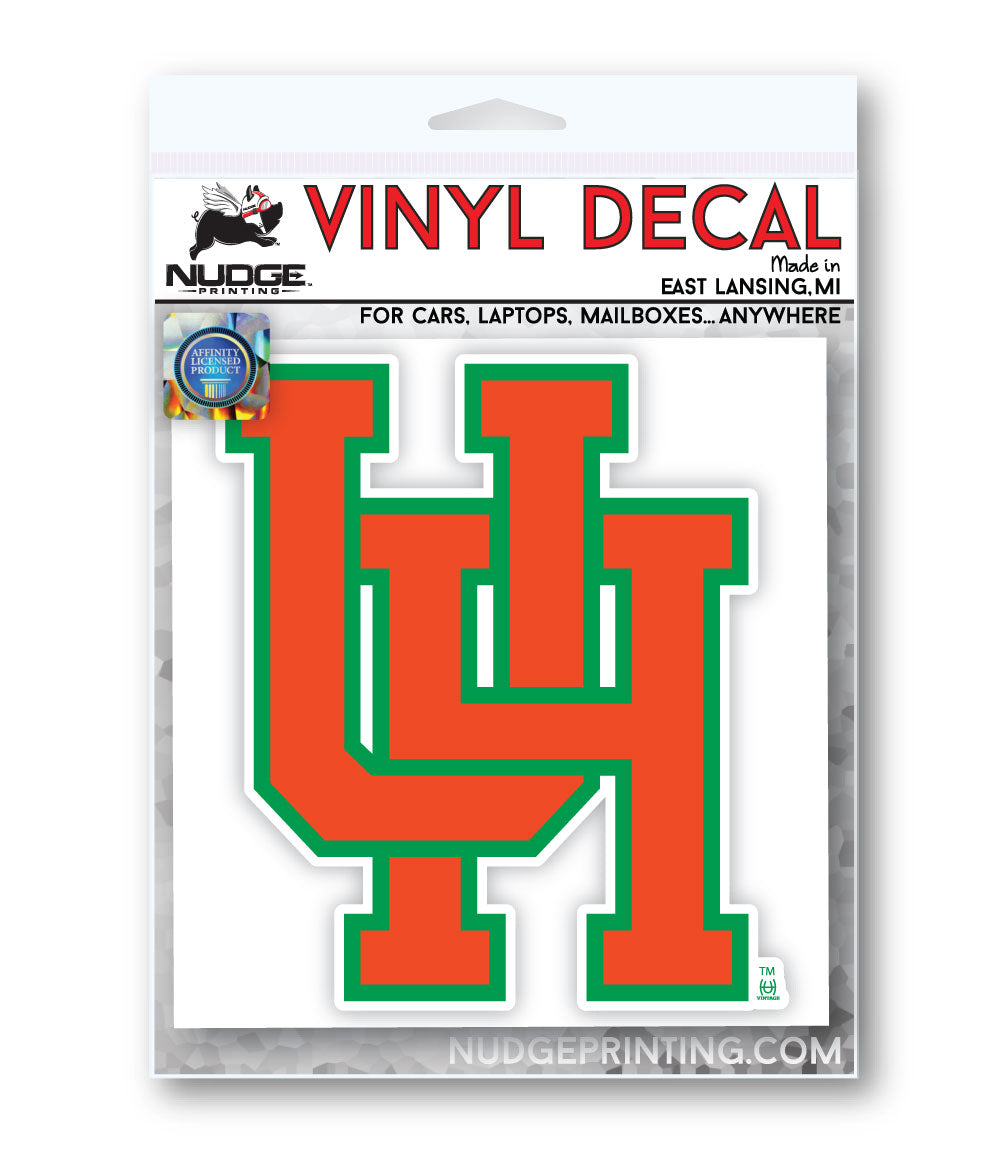 University of Hawaii Vintage Interlocking Orange UH Logo Car Decal Bumper Sticker