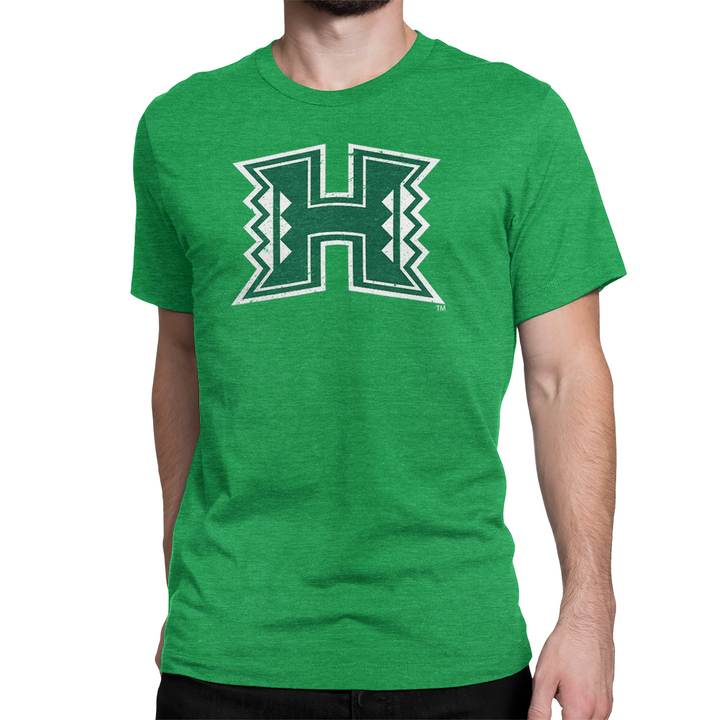 University of Hawaii Rainbow Warriors Primary Block H Logo Unisex T-shirt (Kelly Green)