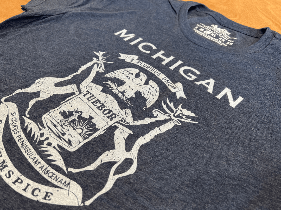 State of Michigan Flag Design T-Shirt - Nudge Printing