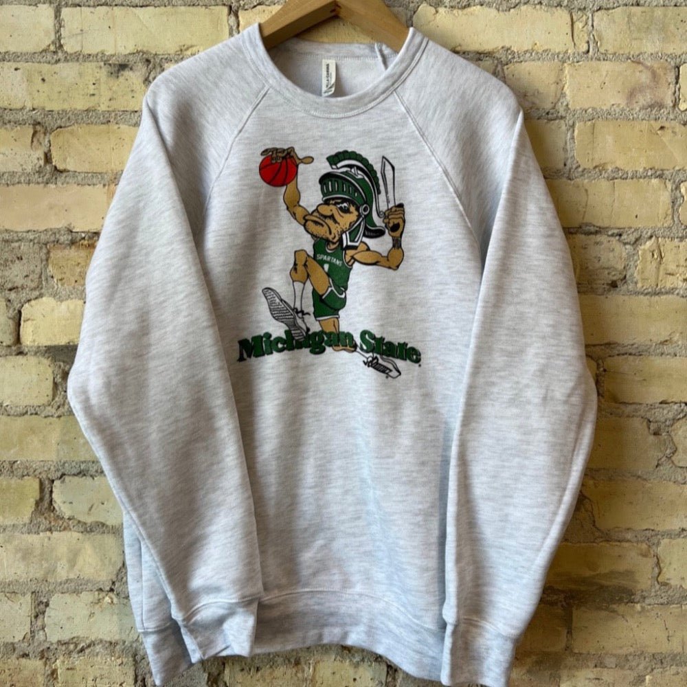 Michigan State University Dunking Sparty MSU Crewneck Sweatshirt Spartans Apparel 