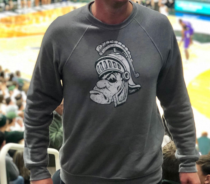 MSU Sweatshirt with Gruff Sparty Printed on the Chest at the Breslin Center 
