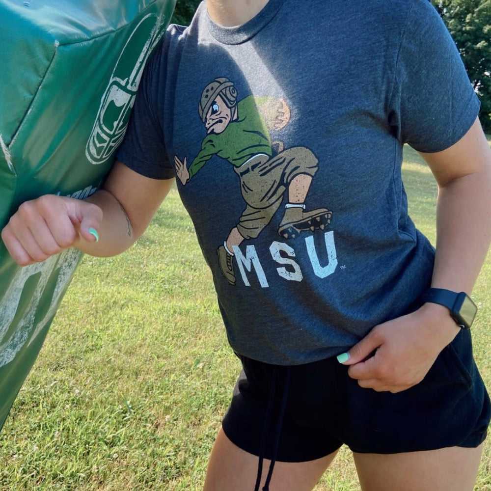 Michigan State MSU Football Leatherhead Sparty Shirt  Edit alt text