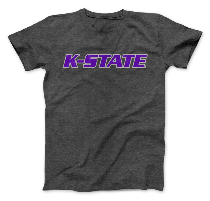 Kansas State University Block K-STATE Unisex T-shirt (Purple on Charcoa