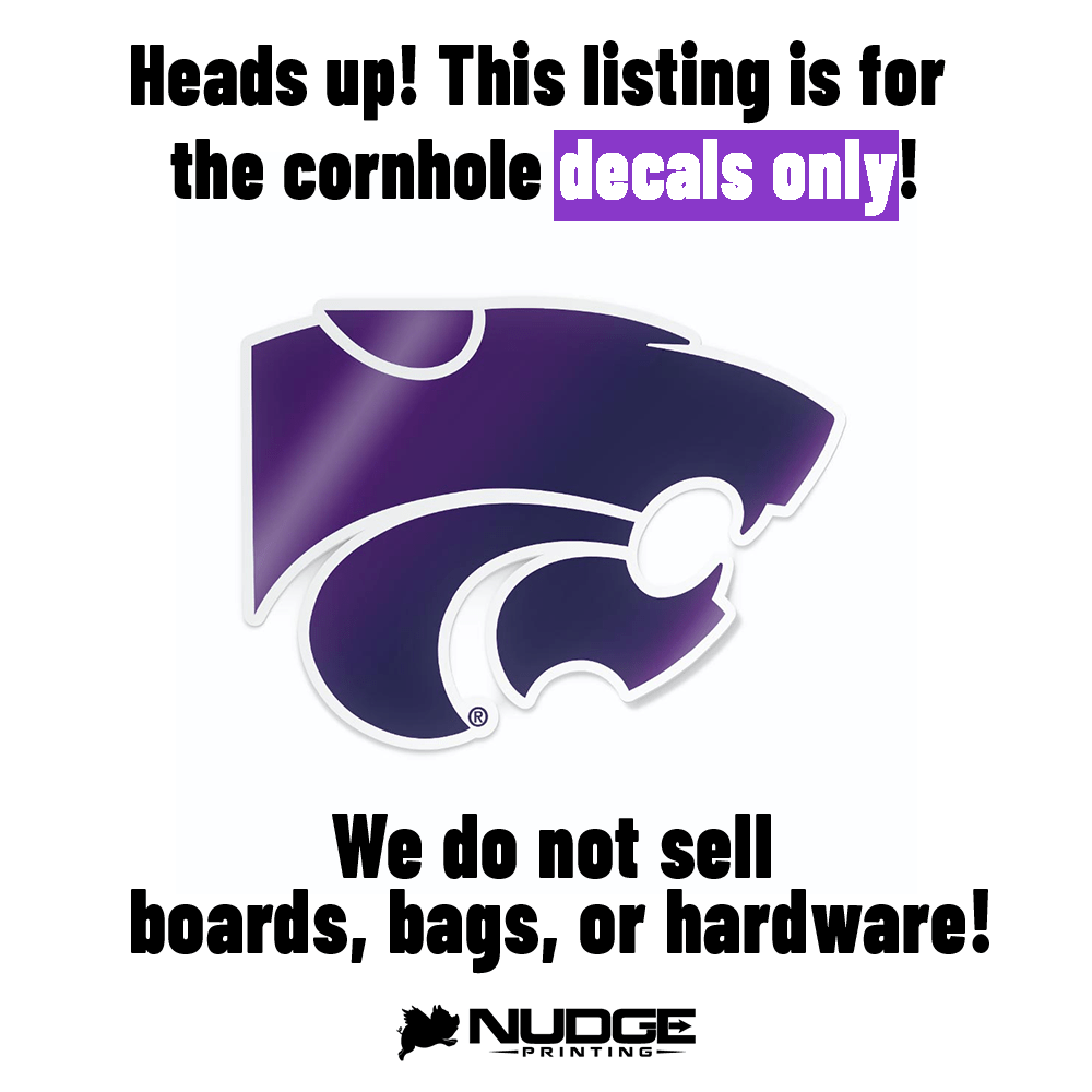 Kansas State Powercat Cornhole Decal Disclaimer