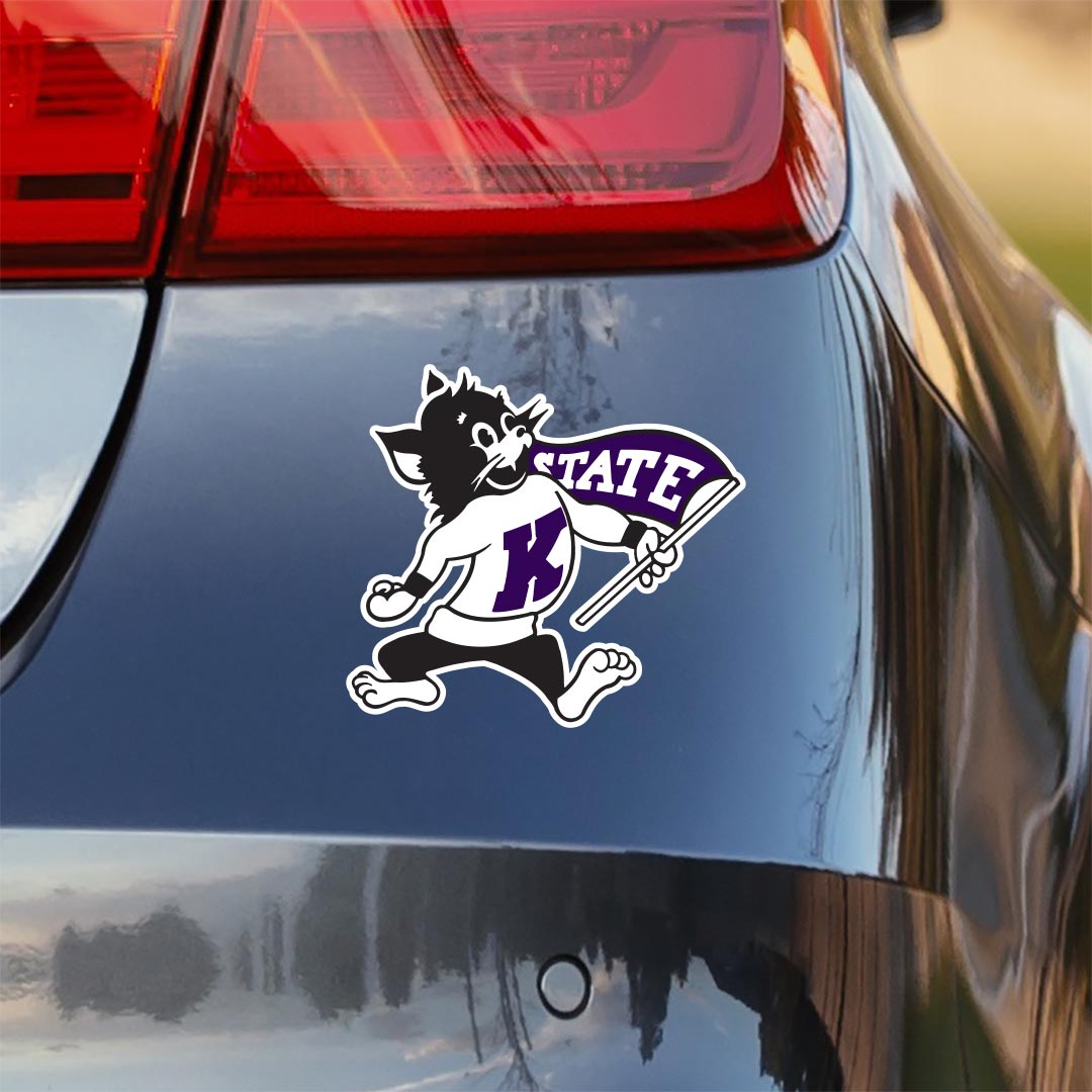 Kansas State University Wildcats Vintage Cat and Flag Fighting WIllie Logo Car Decal