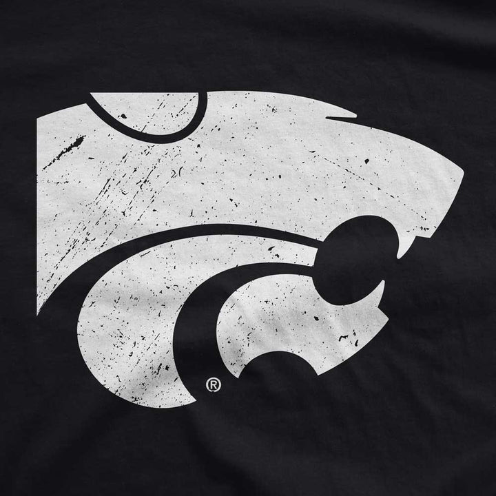 Kansas State University Wildcats Primary Powercat Logo 100% Cotton T-shirt (Black)