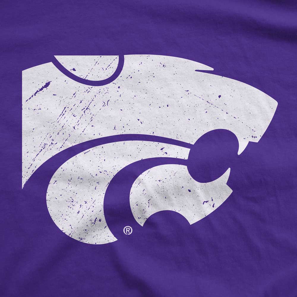 Kansas State University Wildcats Primary Powercat Logo 100% Cotton T-shirt (Purple)