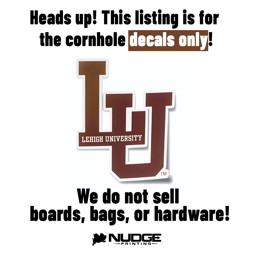 Lehigh University Interlocking LU Logo Cornhole Decal - Nudge Printing