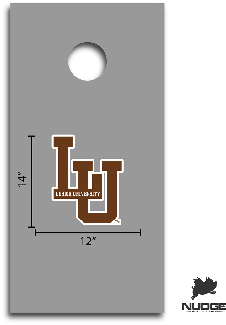 Lehigh University Interlocking LU Logo Cornhole Decal - Nudge Printing